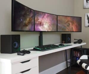 Triple Monitor Gaming Desk